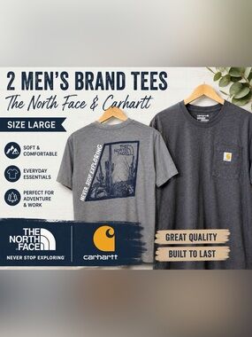 The North Face & Carhartt Men’s Graphic Pocket Tee Bundle Size Large